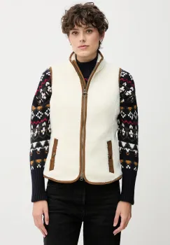 Barbour vesta de fleece BURFORD culoarea bej, uni, LFL0055 imagine