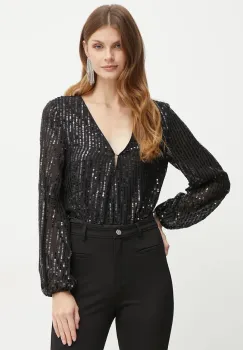 Bardot body SEQUIN femei, culoarea negru, cu imprimeu, 58945TB3 imagine