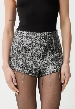 Bardot pantaloni scurti culoarea negru, cu imprimeu, high waist, 60208PB1 imagine