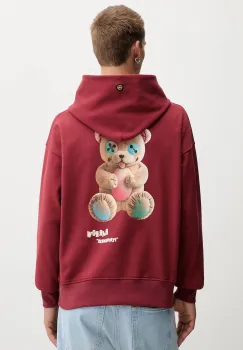 Barrow hanorac de bumbac culoarea bordo, cu gluga, cu imprimeu, F5BWUAHS047 imagine