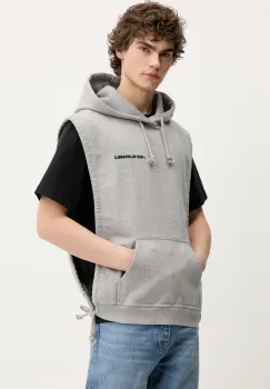 BLUEMARBLE vesta din bumbac barbati, culoarea gri, cu gluga, cu imprimeu, HO20.FL05A25 imagine