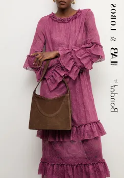 Bonded by Answear.LAB & LOBOS geanta de mana din piele intoarsa culoarea maro imagine