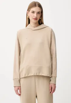 BOSS bluza culoarea bej, cu gluga, uni, 50553638 imagine