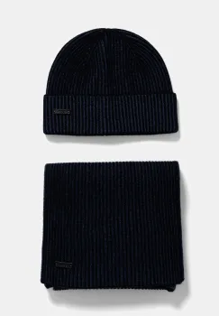 BOSS caciula si esarfa din amestec de lana culoarea negru, 50522439 imagine