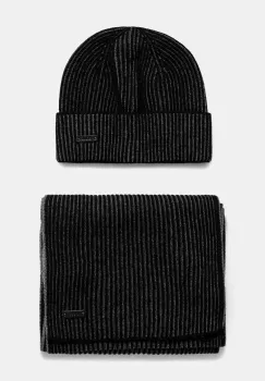 BOSS caciula si esarfa din amestec de lana culoarea negru, 50522439 imagine