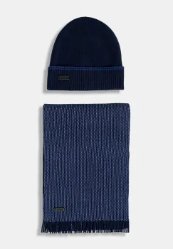 BOSS caciula si fular din lana culoarea bleumarin, 50548858 imagine