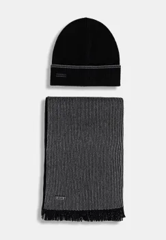 BOSS caciula si fular din lana culoarea negru, 50548858 imagine