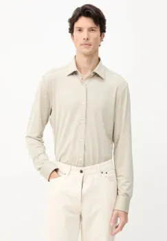 BOSS camasa culoarea bej, cu guler clasic, slim, 50550563 imagine