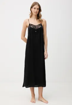 BOSS camasa de noapte Blossom Nightie culoarea negru, satin, 50557139 imagine