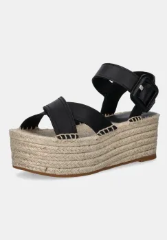 BOSS espadrile de piele Machica culoarea negru, cu platforma, 50542356 imagine