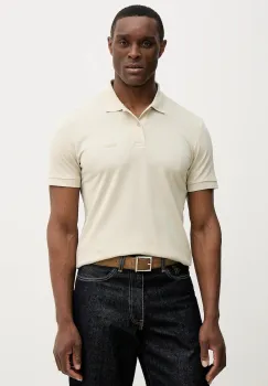 BOSS Green polo de bumbac Pio 1 culoarea bej, uni, 50554574 imagine