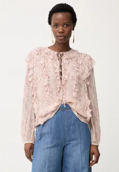 BOSS Orange bluza cu volane pentru femei, din vascoza C Borma imagine