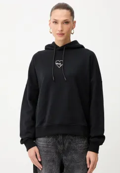 BOSS Orange hanorac de bumbac culoarea negru, cu gluga, cu imprimeu, 50551429 imagine