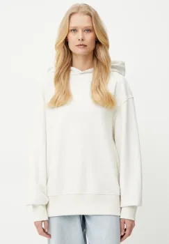 BOSS Orange hanorac de bumbac femei, culoarea alb, cu gluga, cu imprimeu, 50534815 imagine