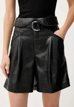 BOSS Orange pantaloni scurti culoarea negru, uni, high waist, 50547323 imagine