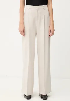 BOSS pantaloni din lana culoarea alb, drept, high waist, 50548280 imagine