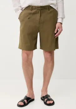 BOSS pantaloni scurti din in barbati, culoarea verde, 50540694 imagine