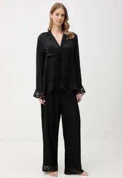 BOSS pijama Blossom Long Set culoarea negru, 50557156 imagine