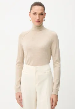 BOSS pulover de lana culoarea bej, light, cu guler, 50548298 imagine