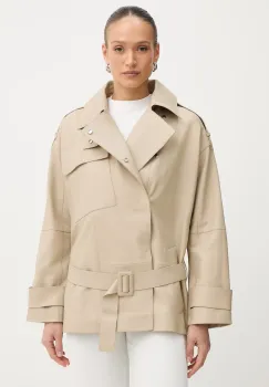 BOSS trenci scurt pentru femei, din piele Satila imagine