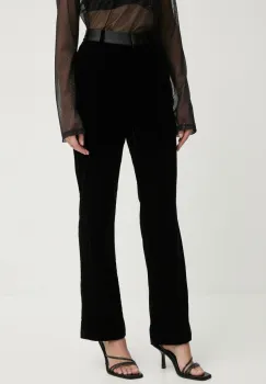 Bruuns Bazaar pantaloni de catifea culoarea negru, drept, high waist, BBW4251 imagine