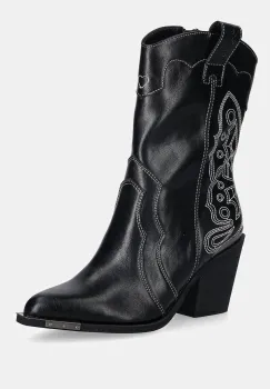 Buffalo cizme West Boot Mid culoarea negru, cu toc drept, 1221044-BLK imagine