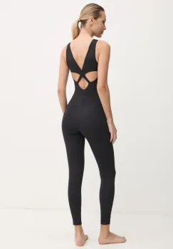 Casall costum de yoga Catsuit culoarea negru, cu decolteu rotund, 22258 imagine