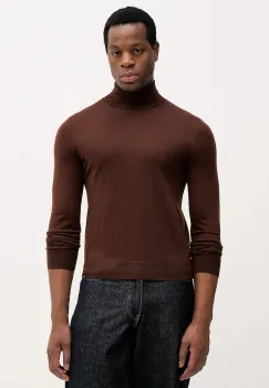 Colmar pulover de lana culoarea maro, light, cu guler, 4485.4ZS imagine