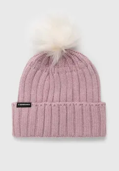 Converse caciula din amestec de lana culoarea violet, din tricot gros imagine