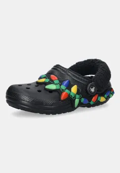 Crocs papuci de casa Classic Lined Holiday Lights Clog culoarea negru, 212054 imagine