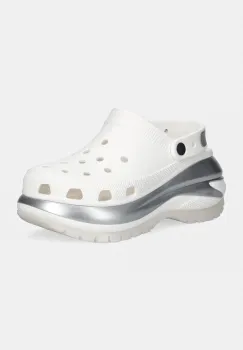 Crocs papuci Mega Crush Metallic Clog femei, culoarea alb, cu platforma, 210368 imagine
