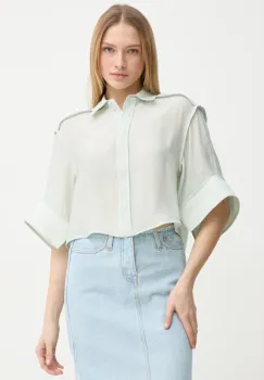 Day Birger et Mikkelsen camasa Eleanor femei, culoarea verde, cu guler clasic, relaxed, DAY65243675 imagine