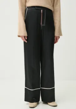 Day Birger et Mikkelsen pantaloni din amestec de in Gianna femei, culoarea negru, lat, high waist, DAY65243687 imagine