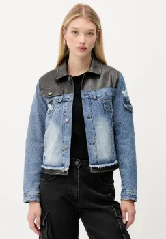 Desigual geaca jeans CONSTRA de tranzitie, 25WWED16 imagine