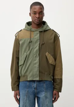 Desigual jacheta de bumbac MILITARY PATCHES culoarea verde, de tranzitie, oversize, 25WMEW05 imagine