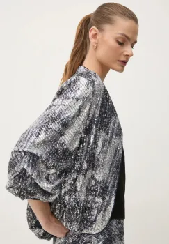 DIANE VON FURSTENBERG sacou culoarea argintiu, desfacut, modelator, DVFJS4S003 imagine