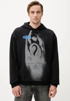 Diesel bluza S-BOXT-HOOD-T3 culoarea negru, cu gluga, cu imprimeu, A19430.0HYAT imagine