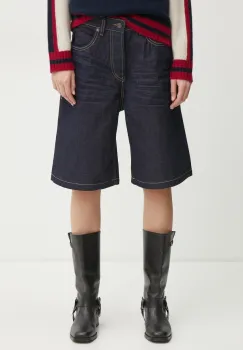 Diesel pantaloni scurti jeans DE-SIRE-SHORT SHORTS femei, culoarea albastru marin, neted, high waist, A14051.0GRDV imagine