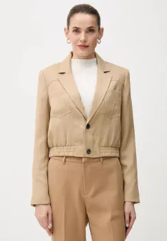 Dkny geaca WOVEN JACKET culoarea bej, de tranzitie, P5GCTC12 imagine