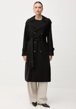 Dkny palton culoarea negru, de tranzitie, cu doua randuri de nasturi, DLEMPQ97 imagine