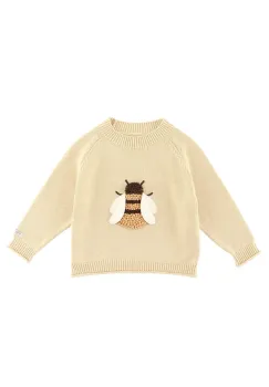 Donsje pulover din bumbac pentru bebelusi Valenthe Sweater Bee culoarea bej, light, 4098401 imagine