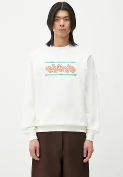 Drole de Monsieur hanorac de bumbac Le Sweatshirt Pique Tennis barbati, culoarea alb, cu imprimeu, G-SW164-CO162-OW imagine