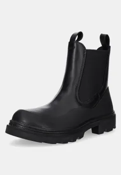 Ecco ghete chelsea de piele Grainer Chelsea culoarea negru, cu toc plat, 214793-51052 imagine