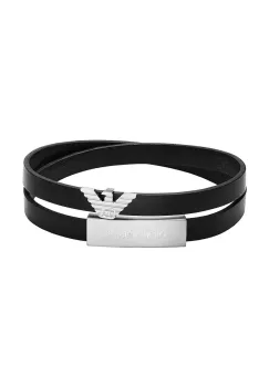 Emporio Armani bratara pentru barbati, din piele Eagle Logo imagine