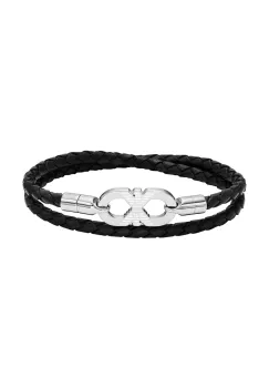 Emporio Armani bratara pentru barbati, din piele Eagle Logo imagine