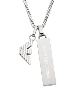 Emporio Armani colier cu pandantiv pentru barbati, din otel inoxidabil Eagle Logo imagine