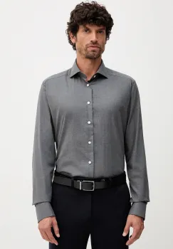 Eton camasa din bumbac culoarea gri, cu guler italian, slim, 100013963 imagine