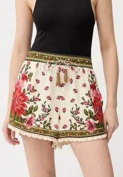 Farm Rio pantaloni scurti cu in culoarea bej, high waist, 344170 imagine