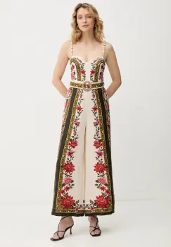 Farm Rio salopeta din in culoarea bej, cu decolteu in v, 344883 imagine