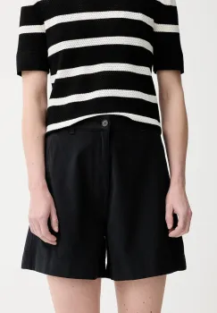 Filippa K pantaloni scurti din bumbac culoarea negru, neted, high waist, 31423.FK imagine